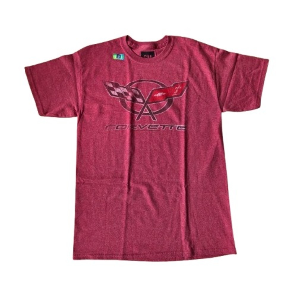 Corvette TShirt Men's M Red GM Chevy Chevrolet Official, Logo Race Flag Retro